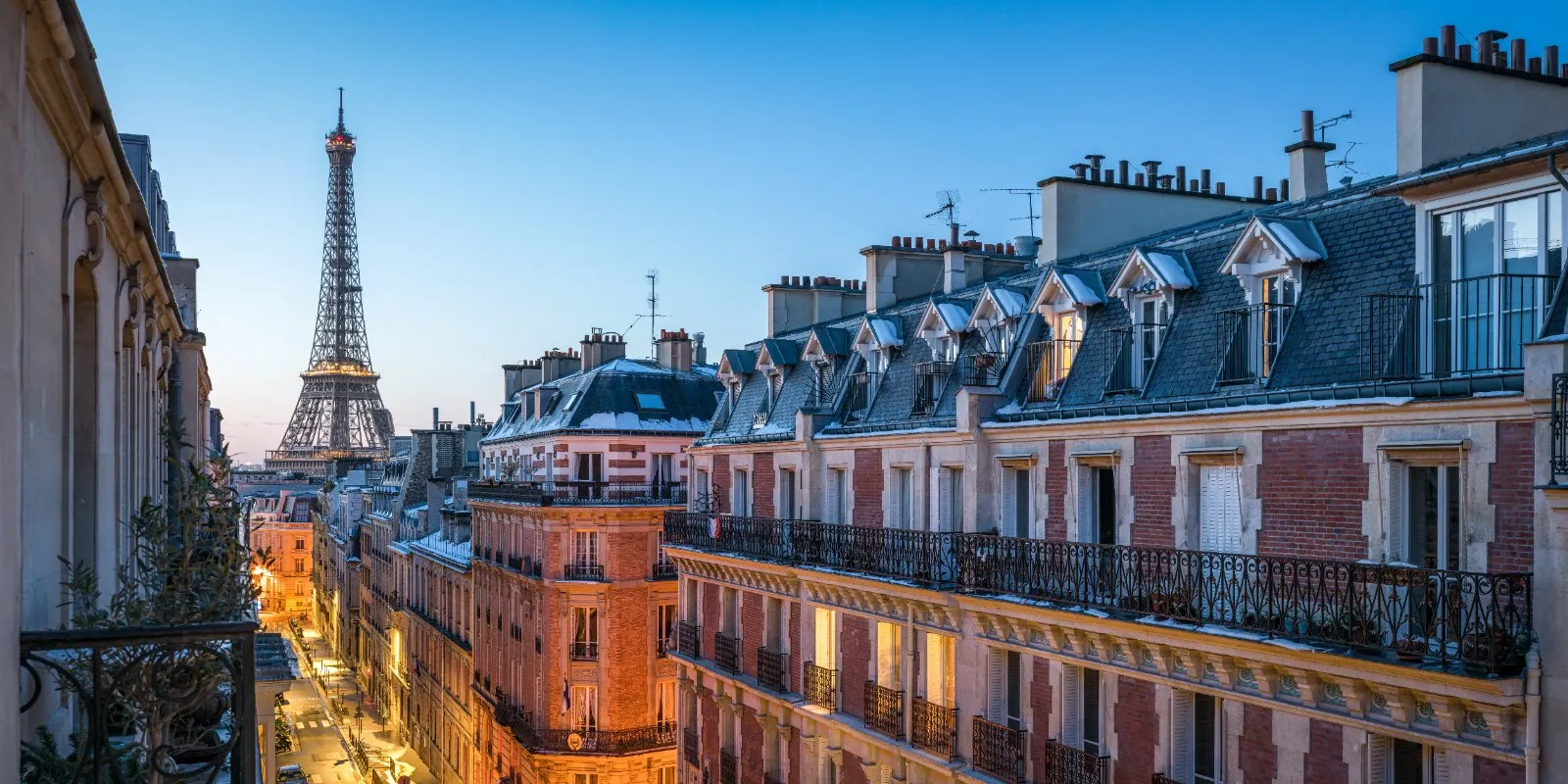 Panoramic view of Paris from a Haussmann apartment