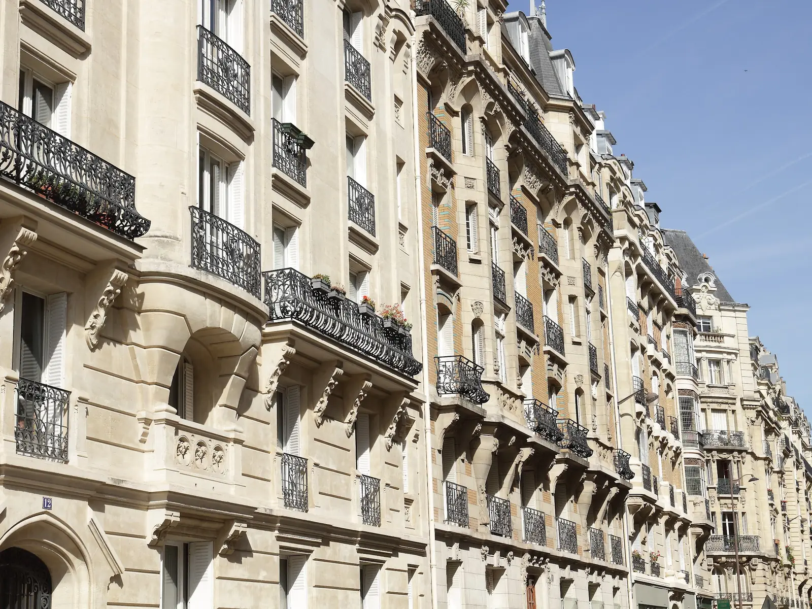 Haussmann façade shot from below