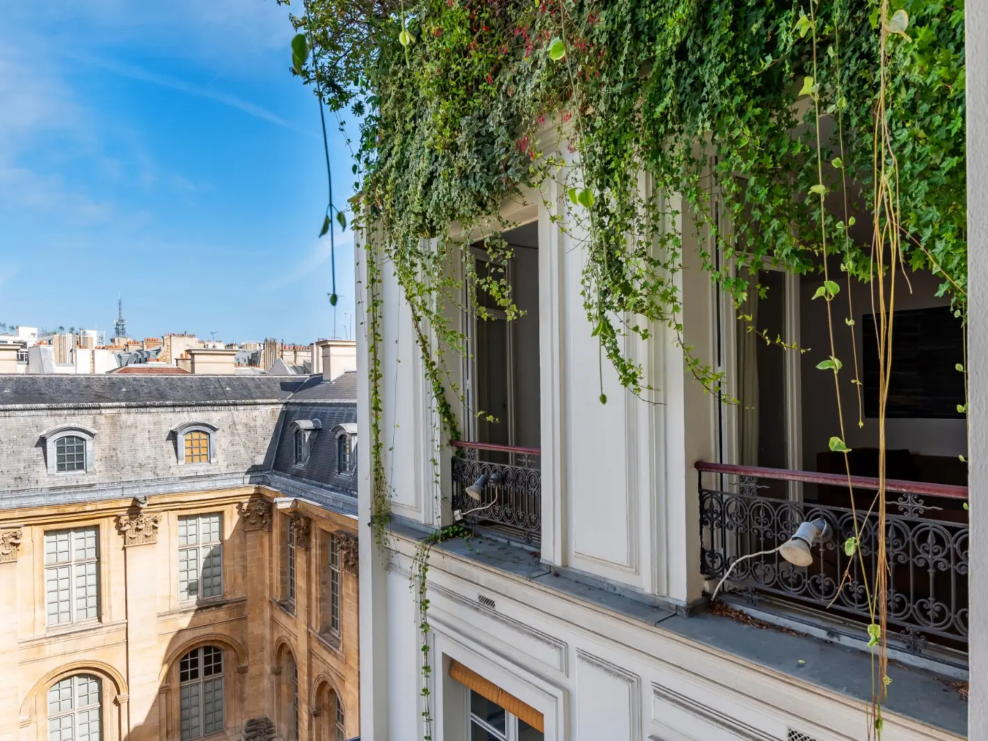 Cour parisienne bordée de verdure