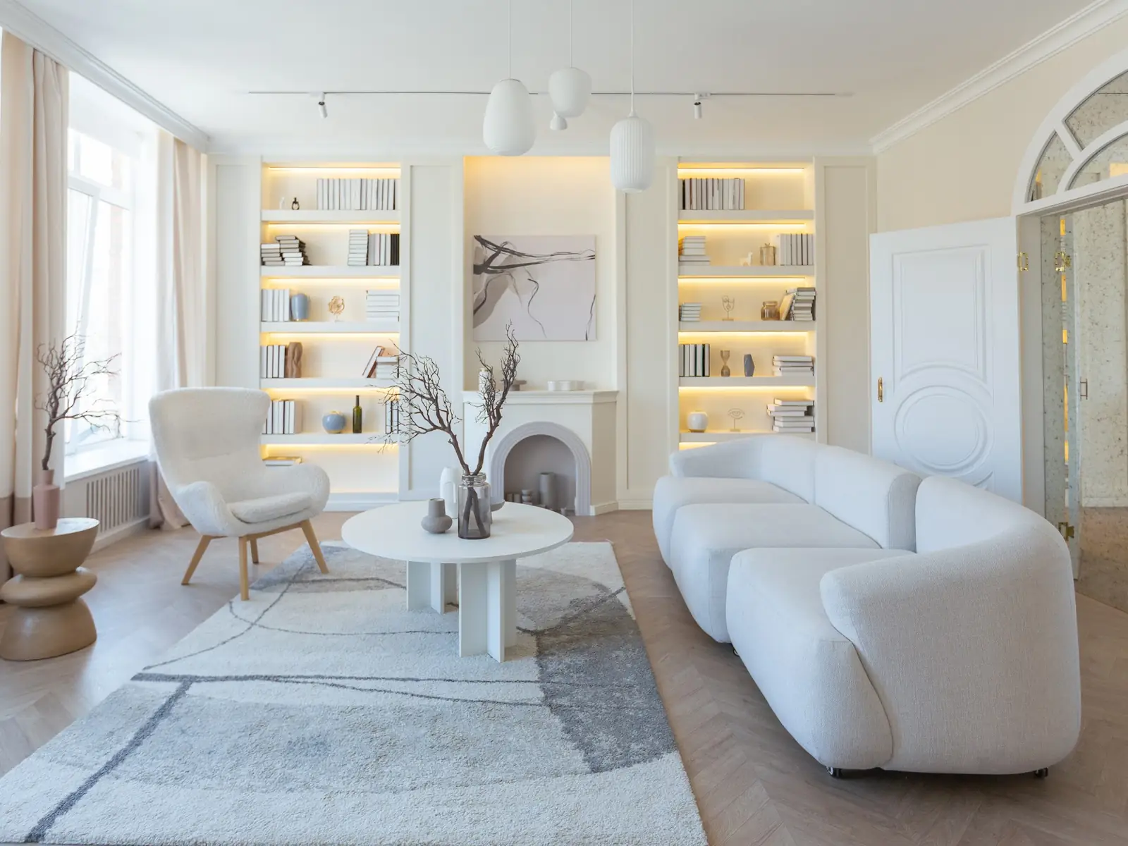 Salon parisien blanc, finitions haut de gamme