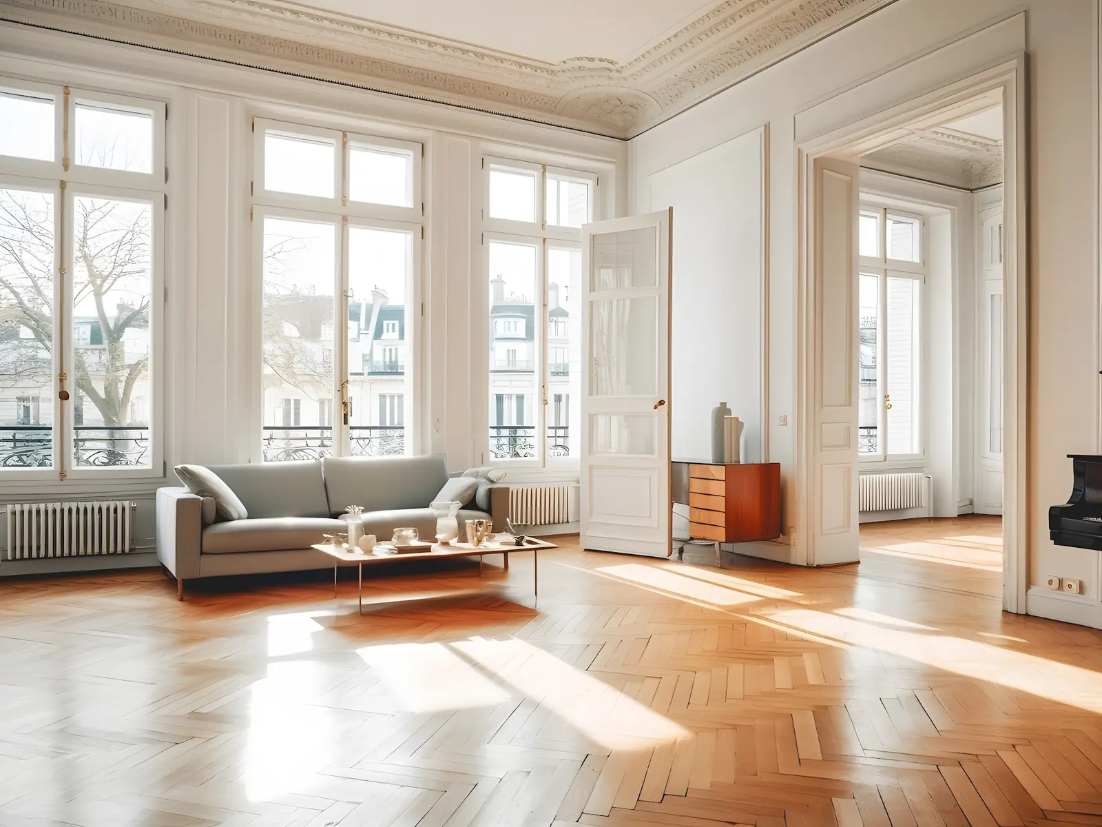 Salon parisien, piano et parquet