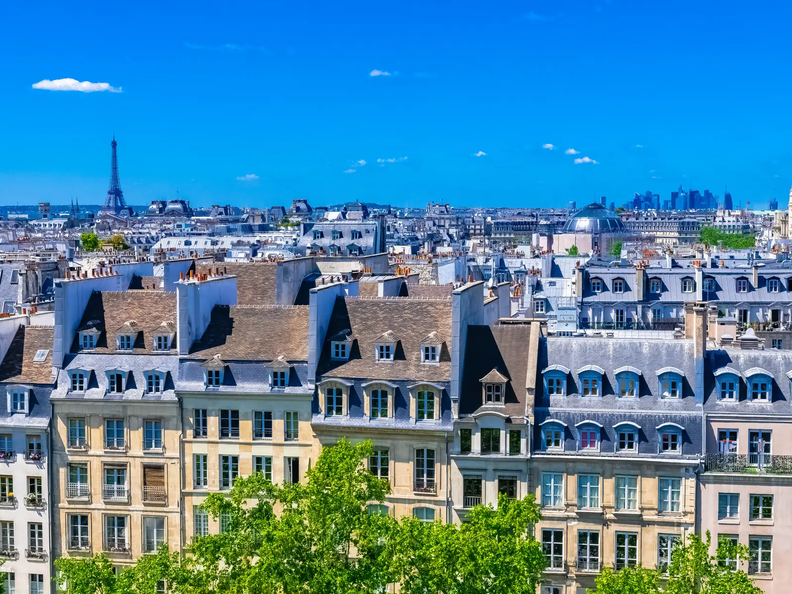 Paris rooftops with the Eiffel Tower on the skyline