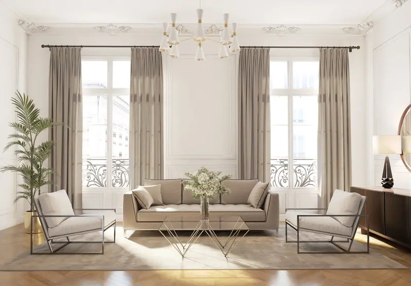 Salon lumineux aux moulures d'origine, Paris