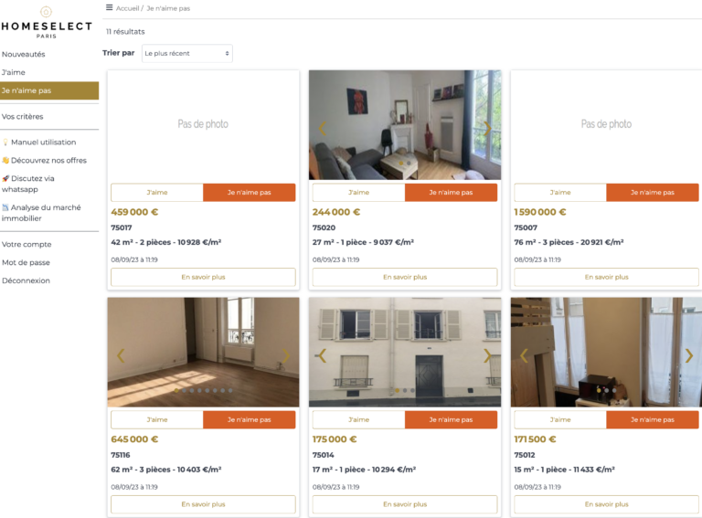 Application DEMO - chasseur immobilier HOME SELECT